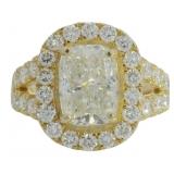 14kt Gold 3.63 ct Cushion Cut VS Lab Diamond Ring