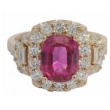 Oval 3.50 ct Pink Sapphire & Diamond Ring