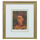 Self Portrait With Monkey Framed by Frida Kahlo
