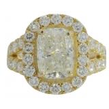 14kt Gold 3.63 ct Cushion Cut VS Lab Diamond Ring