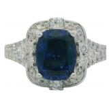 14kt Gold 3.45 ct Sapphire & Diamond Ring