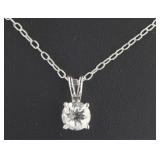 Genuine 1.00 ct White Topaz Solitaire Pendant