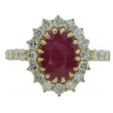 10kt Gold 2.18 ct Natural Ruby & Diamond Ring