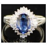 Platinum 2.05 ct Natural Sapphire & Diamond Ring