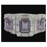 Alexandrite & Diamond Past Present Future Ring