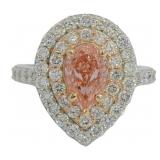 Fancy 3.15 ct Pink Pear Cut VS Lab Diamond Ring