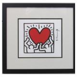 Heart & FIgures Print Plate Signed Keith Harring