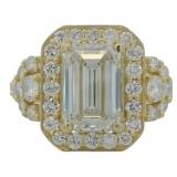 14kt Gold 4.57 ct Emerald Cut Lab Diamond Ring
