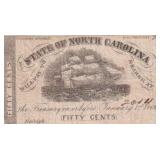 1862 50 Cent North Carolina Note
