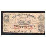1863 25 Cent Alabama Currency Note