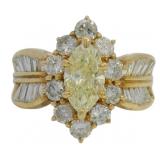 18k Gold 3.02 ct Natural Fancy Yellow Diamond Ring
