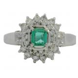 Platinum .64 ct Natural Emerald & Diamond Ring