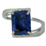 Radiant Cut 4.75 ct Tanzanite & Diamond Ring