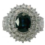 Platinum 3.76 ct Natural Sapphire & Diamond Ring