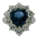 Platinum 5.33 ct Natural Sapphire & Diamond Ring
