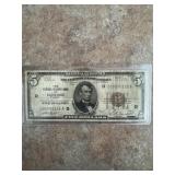 1929 $5 Cleveland Federal Reserve Bank Note