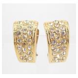 Yves Saint Laurent Rhinestone Gold Clip-on Earring