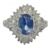 Platinum 1.63 ct Natural Sapphire & Diamond Ring