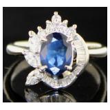 Platinum 1.40 ct Natural Sapphire & Diamond Ring