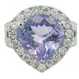 14kt Gold 6.45 ct GIA Tanzanite & Lab Diamond Ring