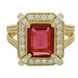 Emerald Cut 3.00 ct Ruby & Diamond Ring