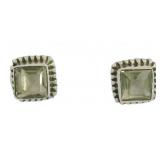 Genuine 2.00 ct Green Amethyst Stud Earrings