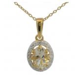 Genuine Citrine & Zircon Halo Necklace