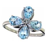 Natural 3.20 ct Swiss Blue Topaz Designer Ring