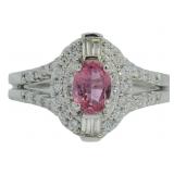 Oval 1.01 ct Natural Pink Sapphire & Diamond Ring