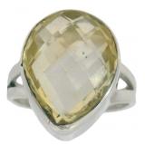 Genuine 6.40 ct Golden Citrine Pear Cut Ring