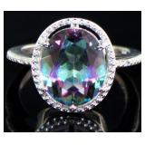 Oval 4.55 ct Mystic Topaz & Diamond Ring