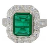 Emerald Cut 3.75 ct Emerald & Diamond Ring