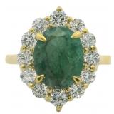 Natural 3.39 ct Emerald & VS Lab Diamond Ring