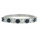Elegant Sapphire & Diamond Alternating Band