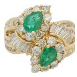18k Gold 2.20 ct Natural Emerald & VS Diamond Ring