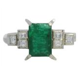 Platinum 1.18 ct Natural Emerald & VS Diamond Ring