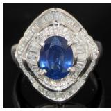 Platinum 2.94 ct Natural Sapphire & Diamond Ring