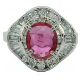 Platinum 1.70 ct Natural Ruby & VS Diamond Ring