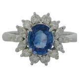 Platinum 1.65ct Natural Sapphire & VS Diamond Ring
