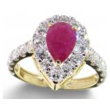 14kt Gold 2.51 ct Natural Ruby & Diamond Ring