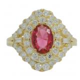Oval 2.50 ct Ruby & Diamond Double Halo Ring
