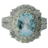 Oval 4.20 ct Aquamarine & Diamond Designer Ring