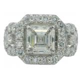 14kt Gold 3.46 ct Asscher Cut VS Lab Diamond Ring