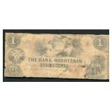 1850 $1 Bank of Washtenaw Currency Note
