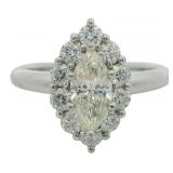 Platinum 1.35 ct Natural Marquise Diamond Ring