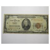 1929 $20 Atlanta Georiga Federal Reserve Bank Note