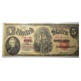 Vintage 1907 $5 Woodchopper Note