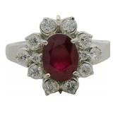 Platinum 1.30 ct Natural Ruby & Diamond Ring