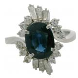 Platinum 2.12 ct Natural Sapphire & Diamond Ring