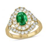 Oval 2.50 ct Emerald & Diamond Double Halo Ring